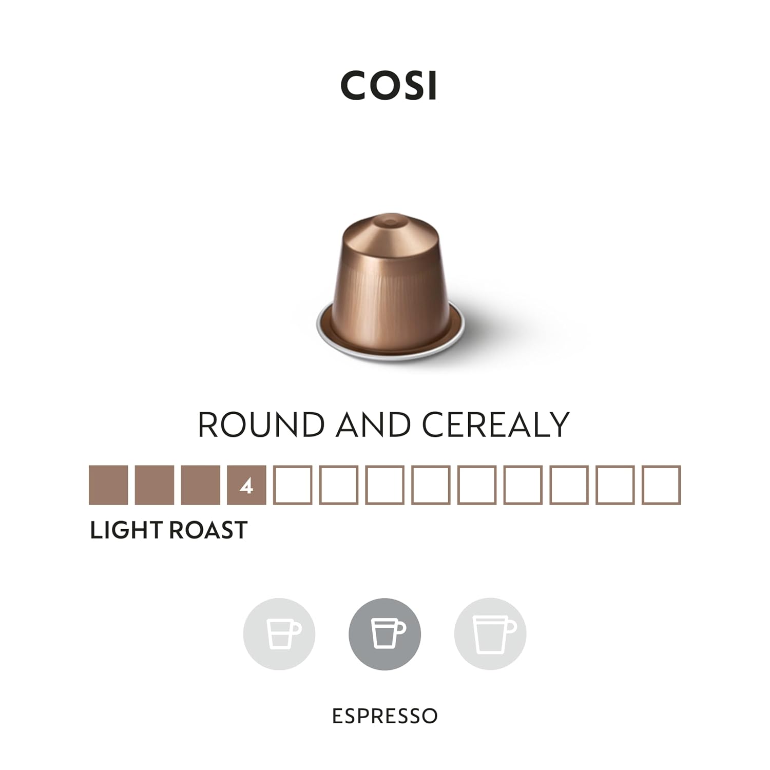 Nespresso Capsules Original Line, Cosi, Mild Roast Espresso Coffee, 50 Count Coffee Pods