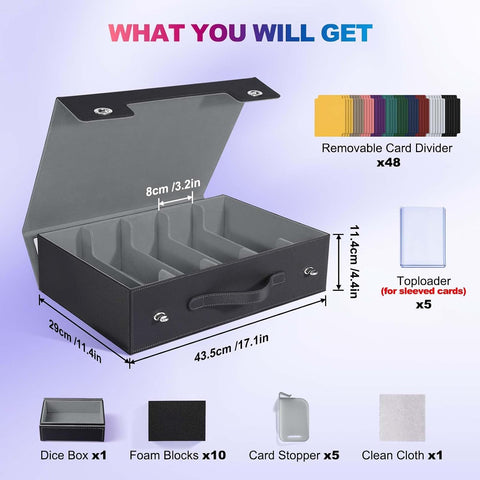UAONO Trading Card Storage Box Holds 3900+ Cards, Bulk Card Storage
