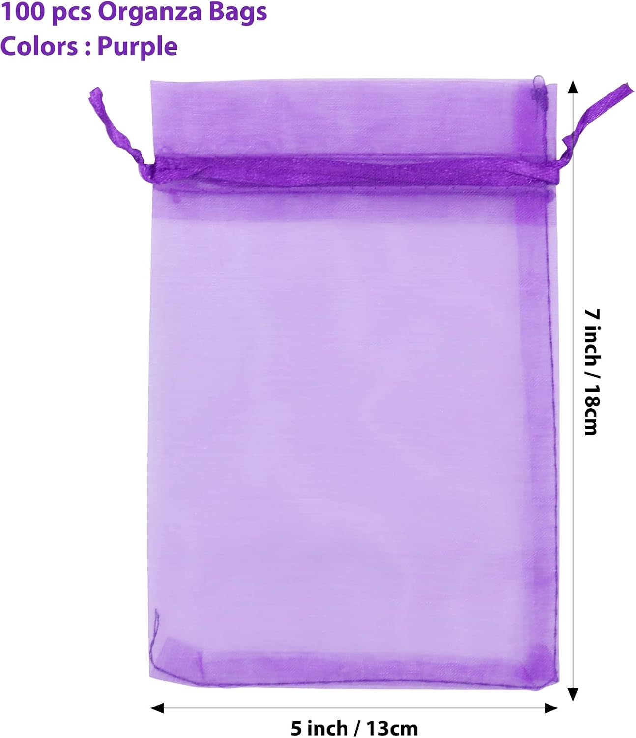 ANZNKU 100 PCS Organza Bags 5 x 7, Purple Small Mesh Gift Bags Drawstring