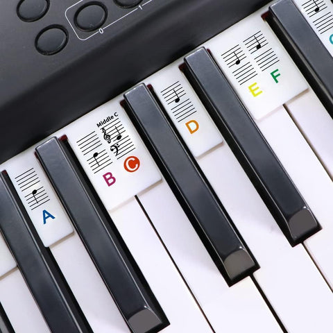 Piano Keyboard Stickers, Removable Silicone Piano Notes Guide for 88 Keys