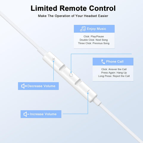 2 Pack Apple MFi Certified iPhone Headphones Wired with Lightning Connector