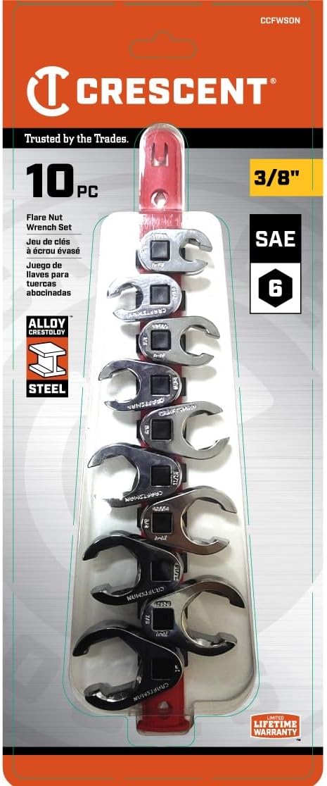 Crescent 10 Piece 3/8" Drive Flare Nut SAE Wrench Set - CCFWS0N