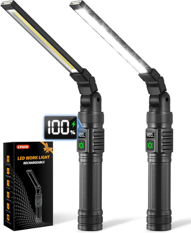 2Pack Magnetic Rechargeable LED Work Light/Flashlight for Mechanics