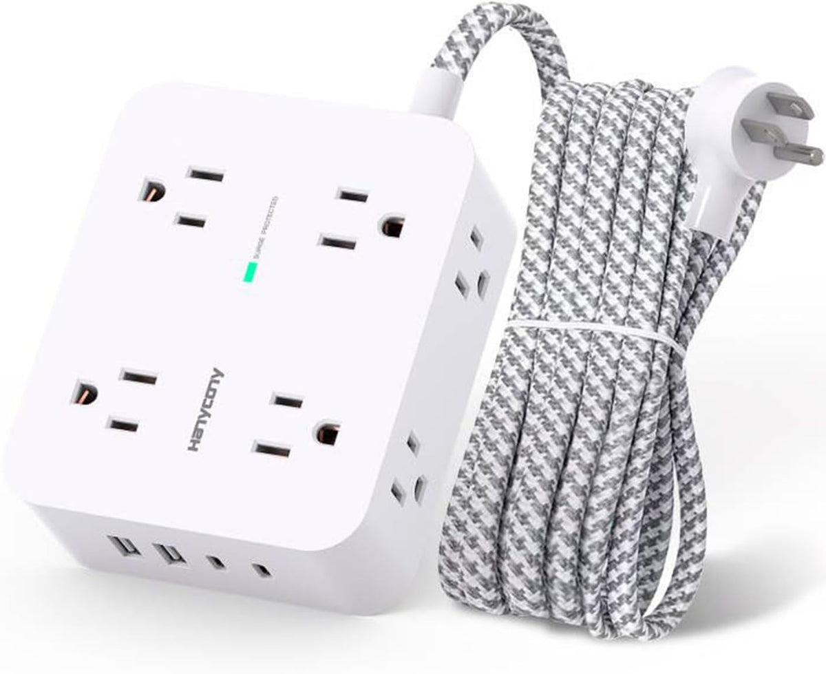 HANYCONY Surge Protector Power Strip, 1080J, 5 Ft Braided Extension Cord