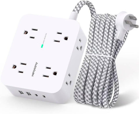 HANYCONY Surge Protector Power Strip, 1080J, 5 Ft Braided Extension Cord
