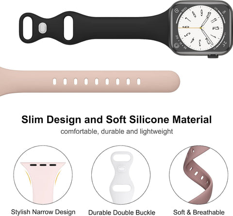Thin Sport Silicone Slim Band Compatible with Apple Watch Bands Women Men