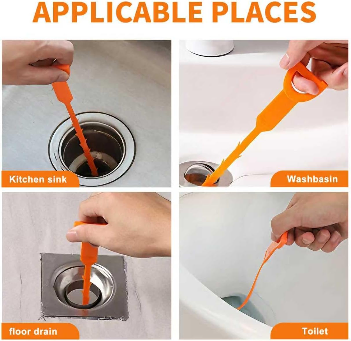 Drain Snake Clog Remover 6 Pack 20 Inch for Sink Shower Tub Toilet