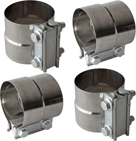 Exhaust Band Clamps 3" Lap Joint 304 Stainless Steel Exhaust Pipe Muffler Band Clamp (3 Inch 4 Pack)