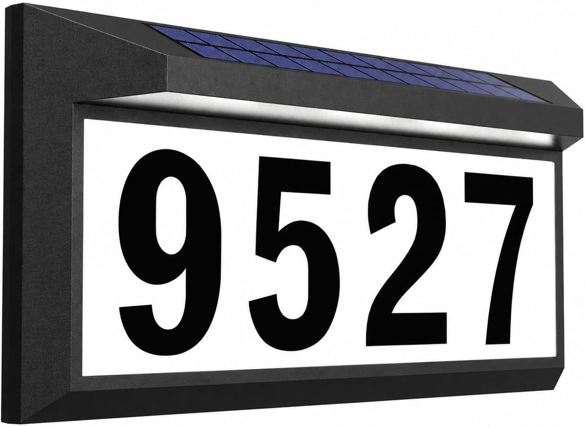 Solar Address Sign, Lighted Address Plaque Outdoor Waterproof, Illuminated Address Numbers, House Numbers for Outside
