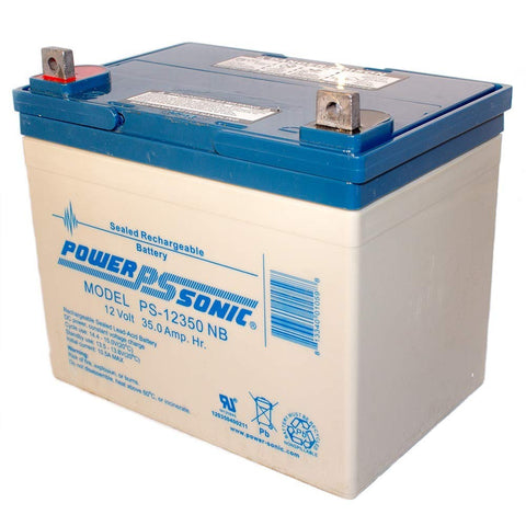 Power Sonic Rechargeable Sealed Lead Acid Battery PS-12350, 12 Volt 35.0 Amp Hour at 20-hr, 33.0 at 10-hr
