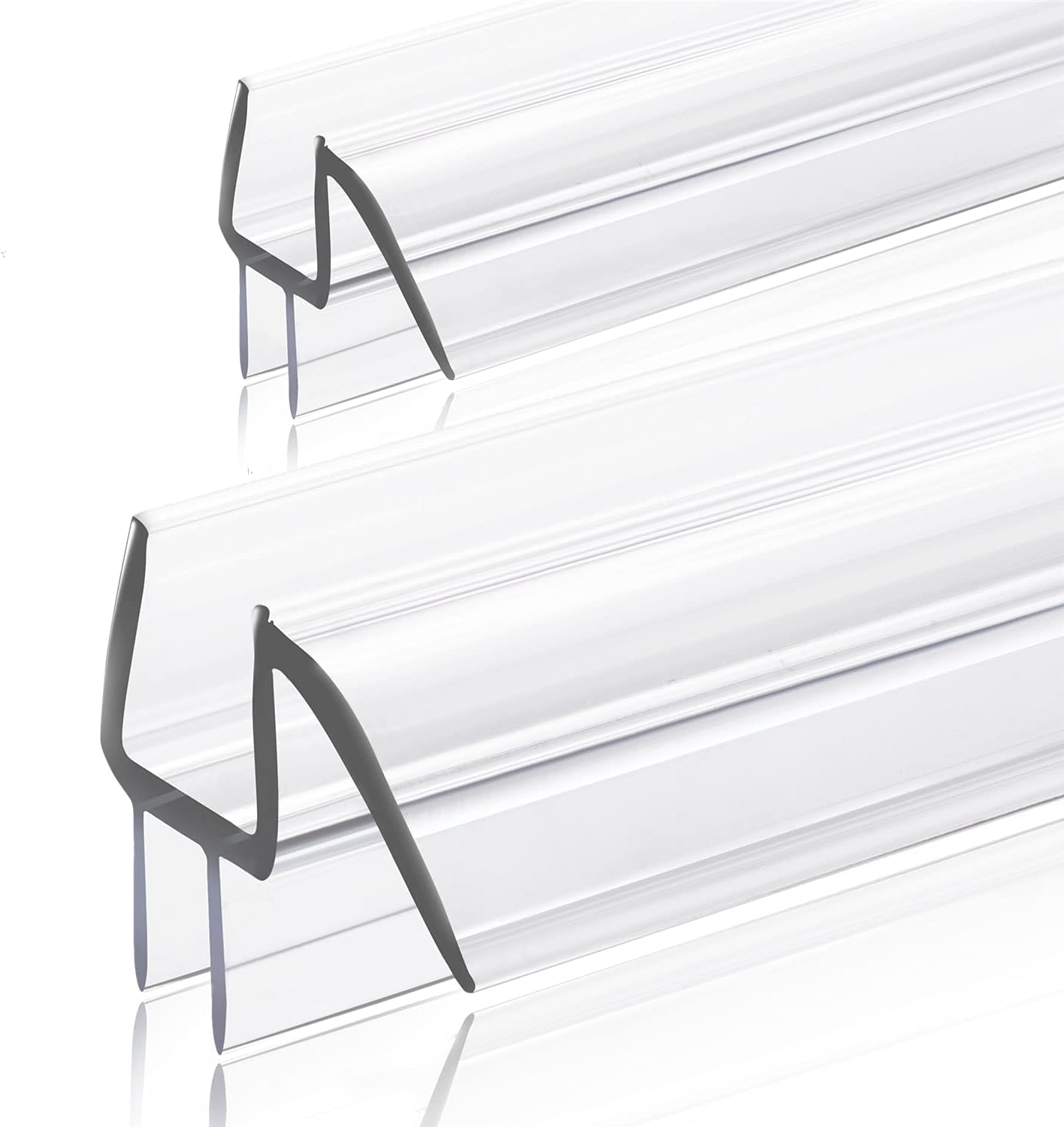 2-Pack Ultra Clear Shower Door Bottom Seal (3/8'' X 39'', Polycarbonate) Frameless Glass Shower Door Seal Strip Shower Door Sweep - Stop Shower Leaks and Create a Water Barrier