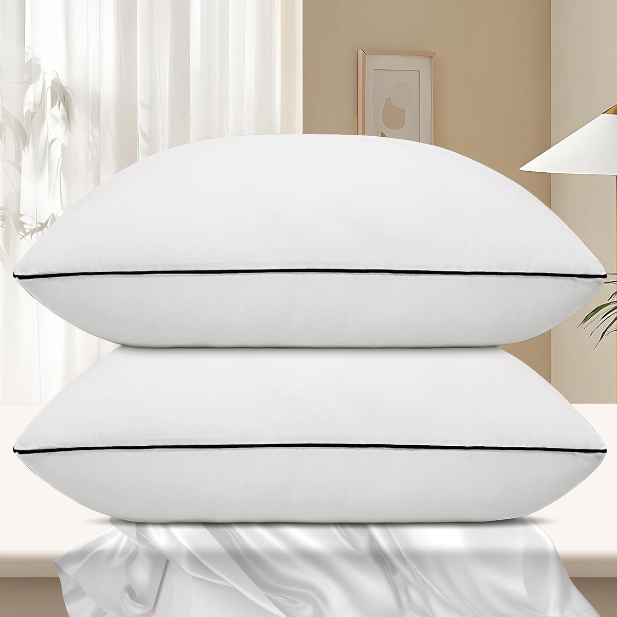 Vorouhals Hotel Collection Bed Pillows for Sleeping 2 Pack King Size Cooling Pillows Set of 2 for Back, Stomach or Side Sleepers, Super Soft Down Alternative Microfiber Filled Pillows