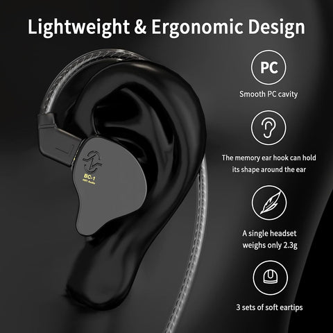 CCZ Yinyoo Melody in Ear Monitors Earphones Headphones Wired Earbuds without Microphone IEM HIFI Bass with 1DD 1BA, Ear fins, 4N OFC Cable for Musicians, Singer, on Stage, Studio (Purple, without mic)