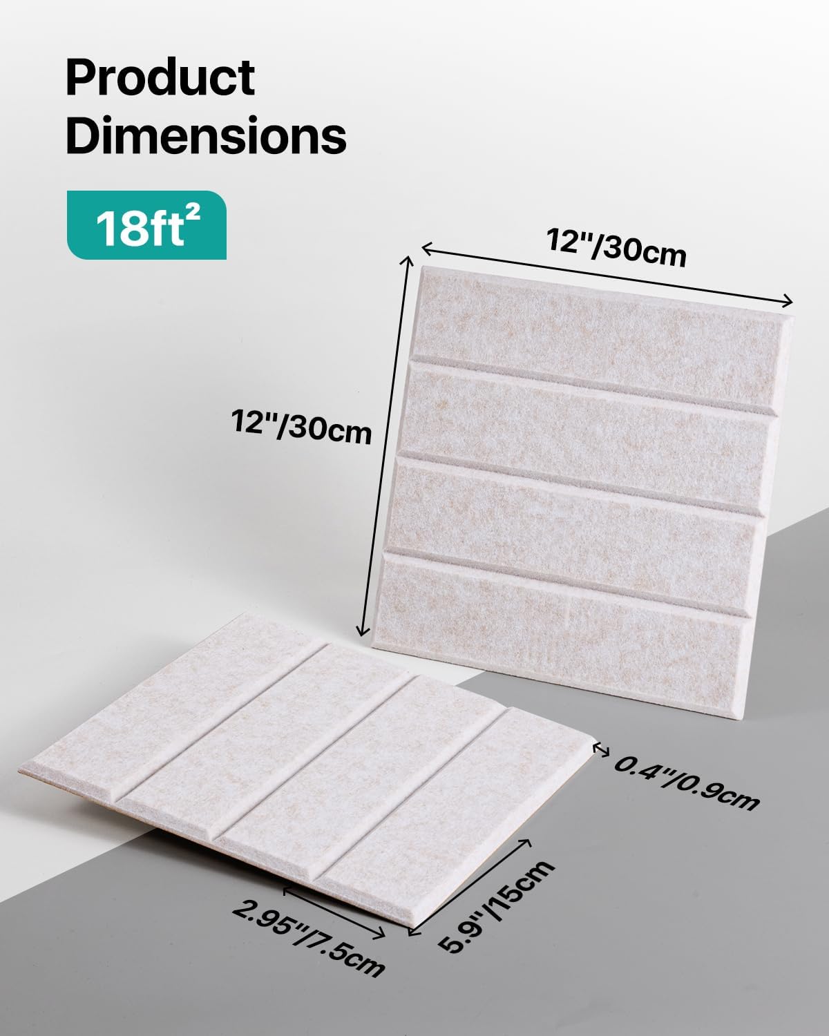 Soundsbay Sound Proof Foam Panels for Walls Self-Adhesive, 18-Pack 12"X12"
