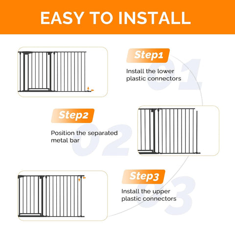 Bonnlo 134 Inches Wide Configurable Baby Gate, Fireplace Safety Fence/Guard, Adjustable 5-Panel Metal Play Yard for Toddler/Pet/Dog, Christmas Tree Fence, Includes 4 Pack of Wall Mounts, Black
