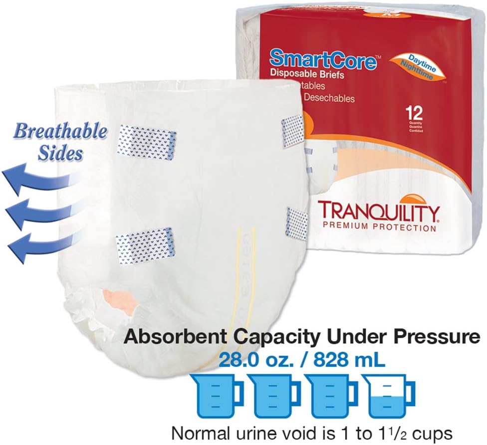 Tranquility SmartCore Adult Diapers with Tabs, Medium, 96 Ct Case