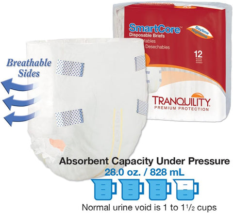 Tranquility SmartCore Adult Diapers with Tabs, Medium, 96 Ct Case