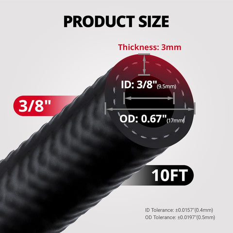 EVIL ENERGY 3/8" Fuel Hose Line Push Lock NBR Rubber SAE 30R7 10FT 300PSI