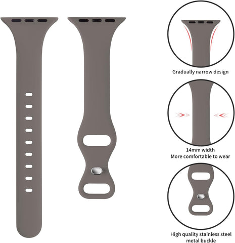 Thin Slim Band Compatible with Apple Watch 38mm 40mm 41mm 42mm 44mm 45mm 46mm 49mm, Replacement Silicone Sport Strap for iWatch Series 11/10/9/8/7/6/5/4/3/2/1 Ultra SE Women Men, Clay