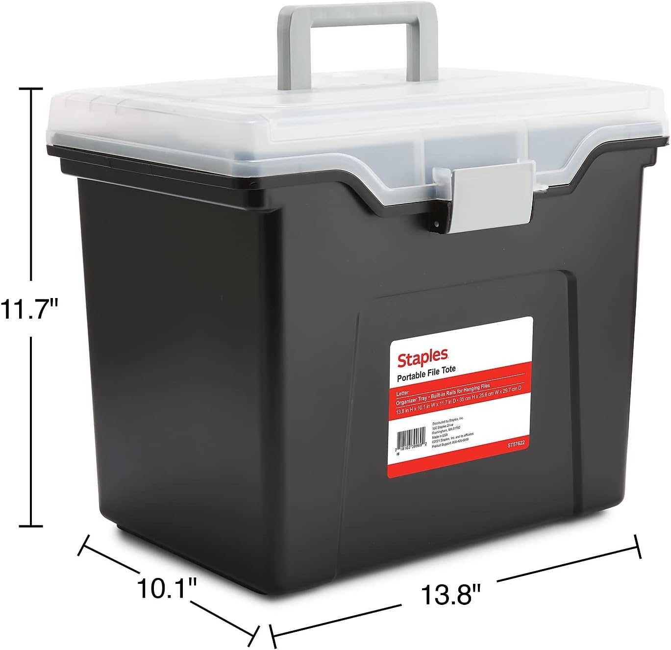 Staples File Folder Tote, Portable Filing Box for Letter Size Hanging Files