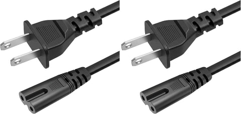 AC 2 Prong C8 Power Cord 5ft Standard 2-Slot for TV PS4 PS5 Speaker Monitor Xbox Wall Power Cable Replacement Black
