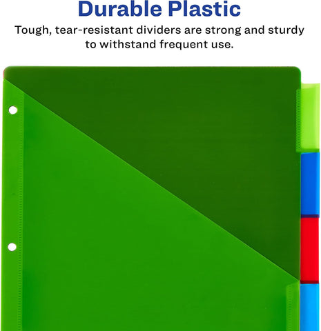 Avery Big Tab Insertable Plastic Dividers, 5-Tab, Multicolor, 1 Set