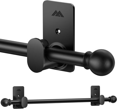 ZNONOX Curtain Rods No Drilling for Windows 30 to 45 Inches,5/8 Inch Diameter No Drill Curtain Rod Set with 3M Adhesive Brackets, Black