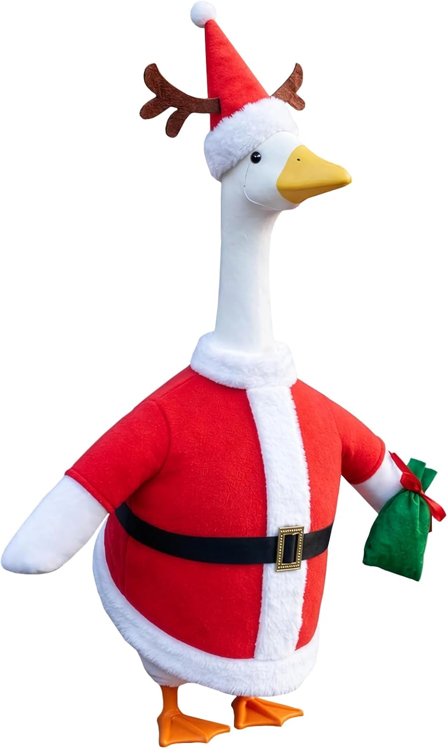 Christmas Santa Porch Goose Outfit, Holiday Porch Goose Outfits for 23 Inch Statue, Outdoor Lawn Garden Patio Winter Decor, Funny Xmas Gift for Goose Lovers