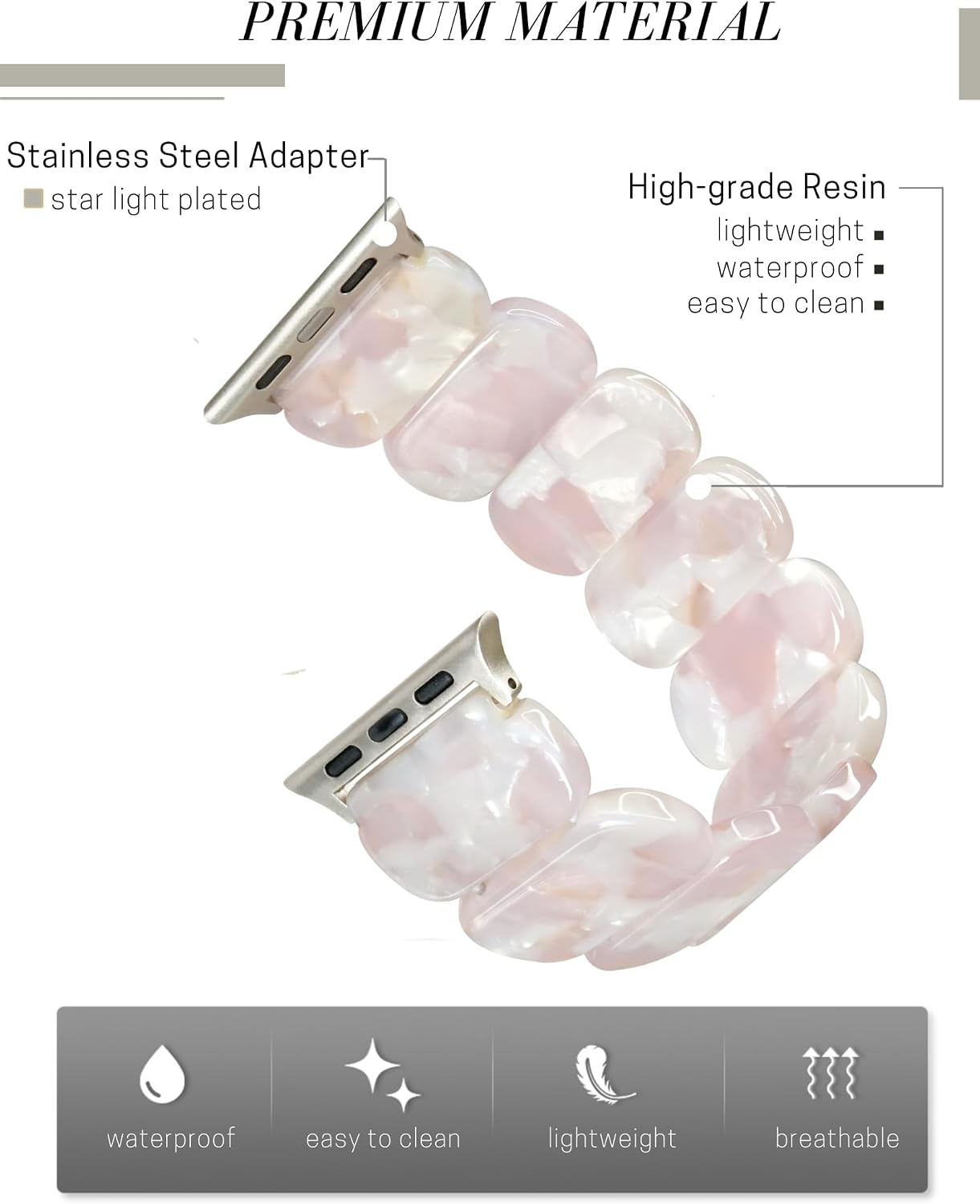 Heesch Tortoise Stretchy Watch Band Compatible with Apple Watch Resin Cute Watch Strap Wristband for iWatch Bracelet for Women Men Girls, 38/40/41mm, 42/44/45/46/49mm, Oval Version