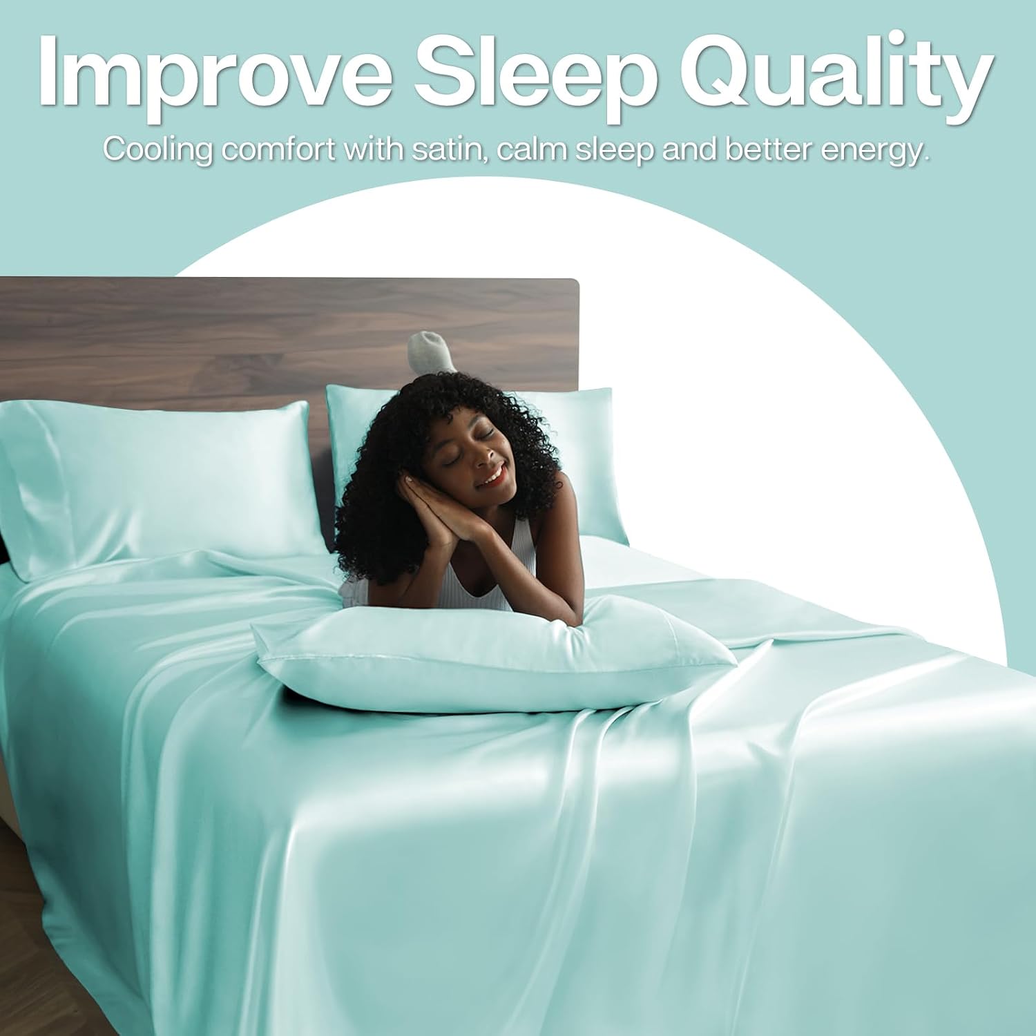 MR&HM Satin Pillowcase 2 Pack, King Size 20"x40", Turquoise