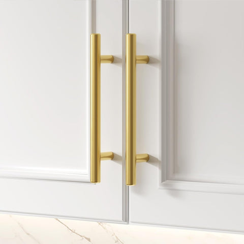 Goldenwarm 10 Pack 4 inch Gold Cabinet Handles Brushed Gold Cabinet Pulls