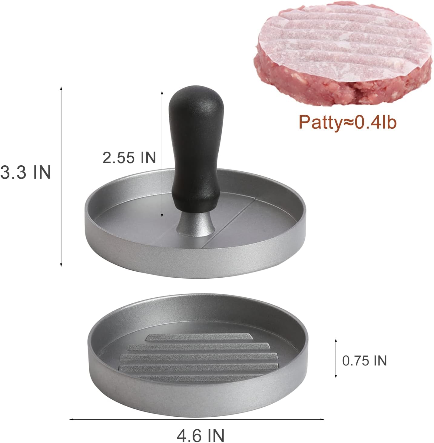 TACGEA Burger Press 150 Patty Papers, Non-Stick Hamburger Patty Maker with Wax Paper, Aluminum Burger Maker for Kitchen BBQ Grill