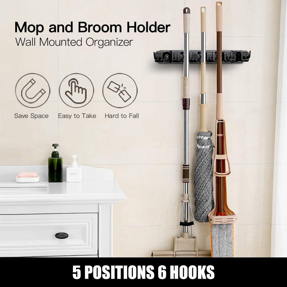 IMILLET Mop and Broom Holder, Wall Mount Organizer Storage Tool Rack