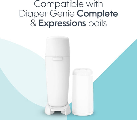 The Diaper Genie Unscented Round Refill 3-pack, with continuous film can hold up to 810 newborn-sized diapers per refill.