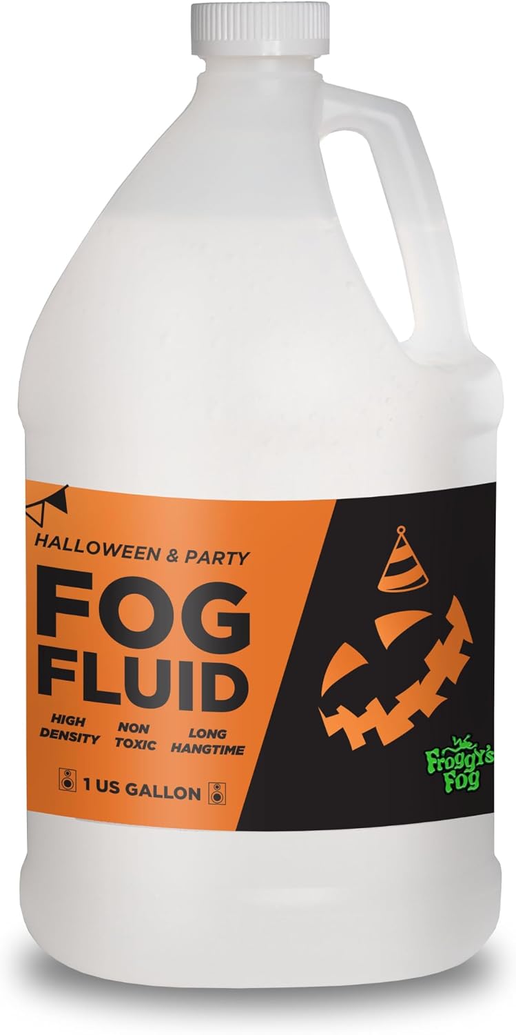 Froggy's Fog Halloween and Party Fog Fluid, High Output Long-Lasting Fog Juice for 400-1500 Watt Water-Based Fog Machines, Great for Pro and Home Haunters, Theatrical Effects, DJs, and More, 1 Gallon