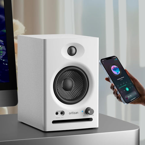 Ortizan C7 Powered Studio Monitors Pair with Bluetooth 5.3, White