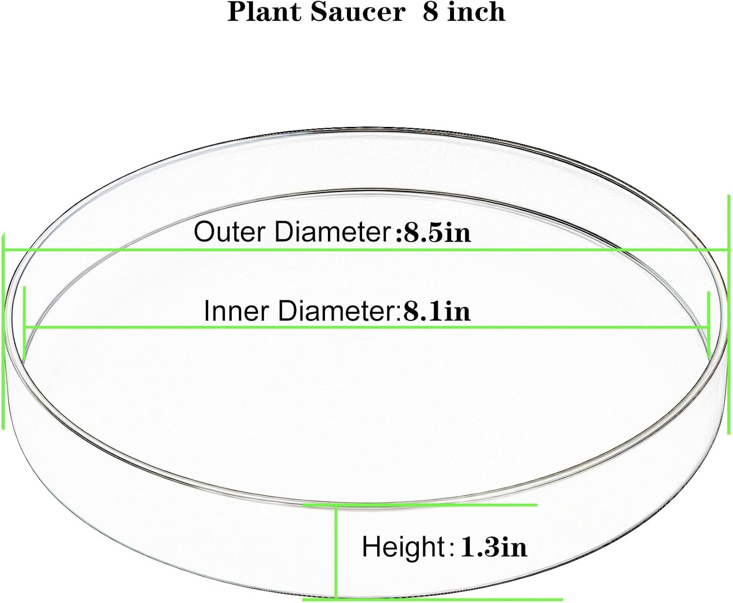 2 Pack 8 inch Plant Saucer Drip Tray, Heavy Sturdy Plastic Planter Flower Pot Drainage Tray Plate Saucers for Indoor Outdoor Garden, Plant Water Drip Trays for pots Base (8", Black)