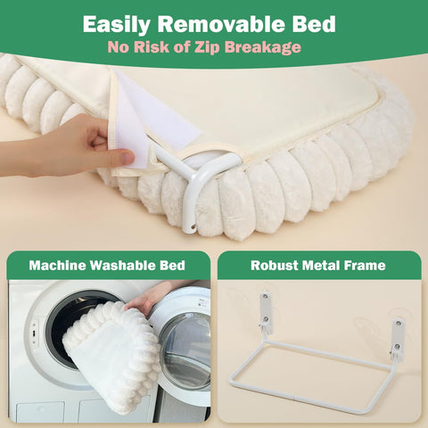 Zakkart SnugCloud Foldable Cat Window Perch (Cream White, M)