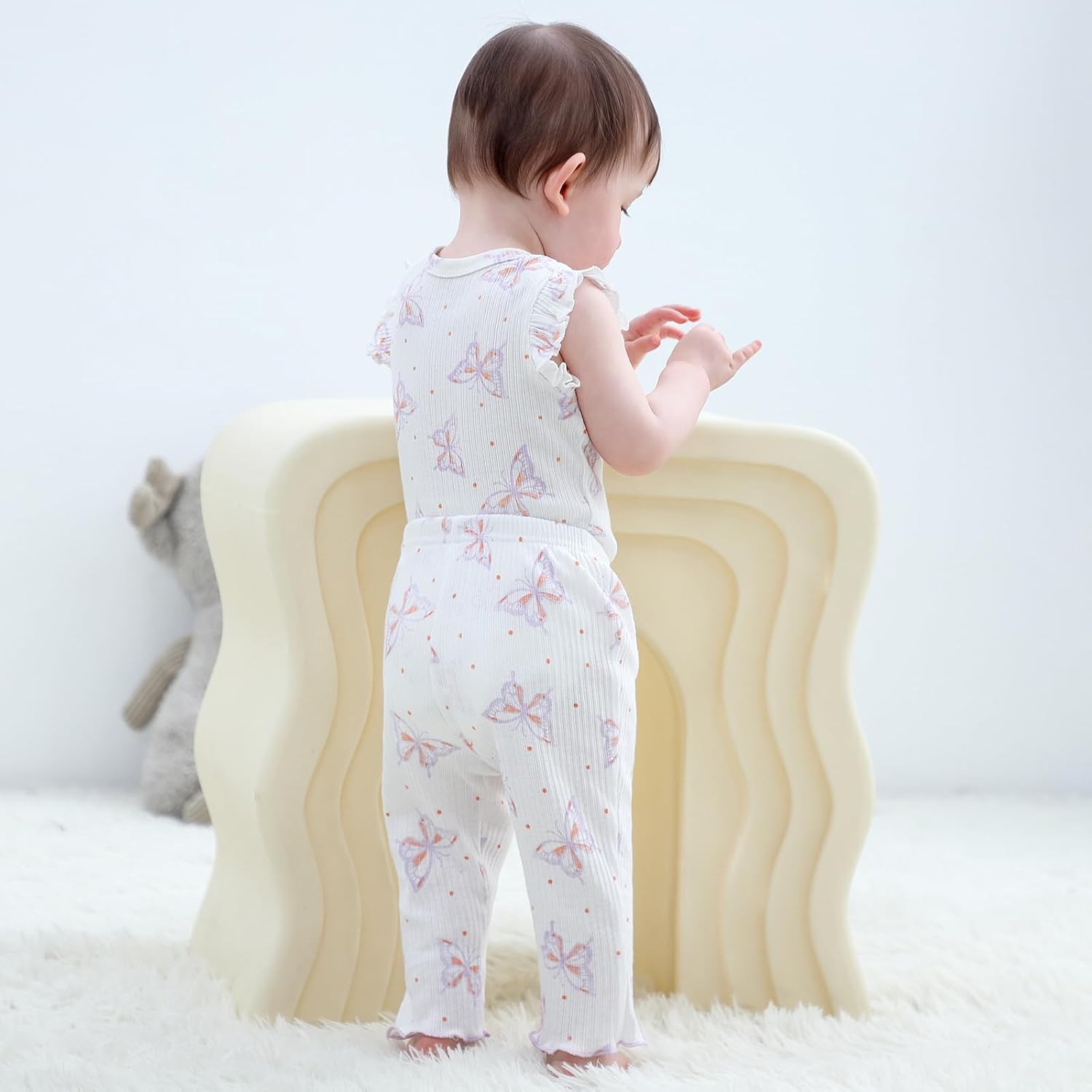 Ruliby Baby Bodysuit and Pant Set Summer Ribbed Mix Match Infant Clothes