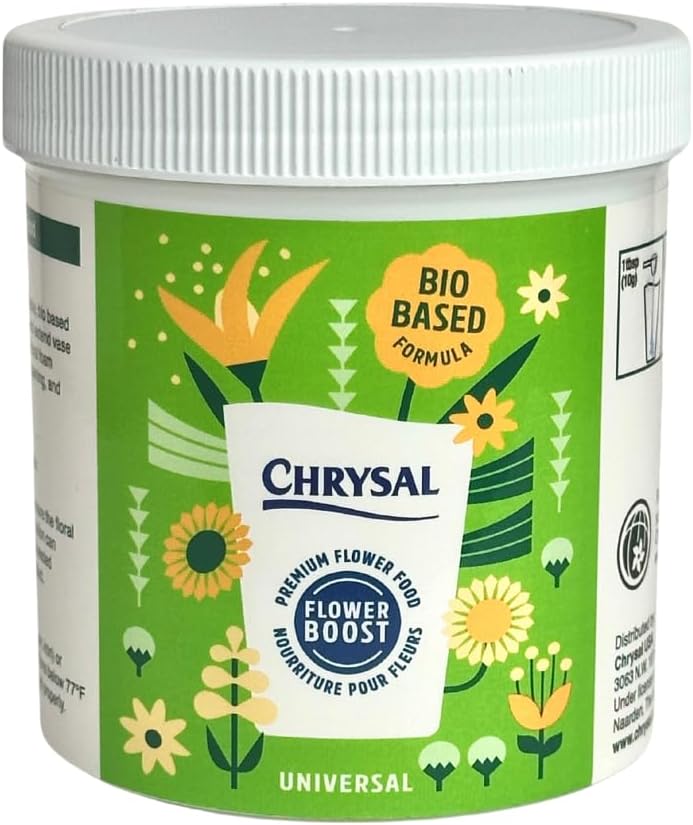 Chrysal Bio-Based Flower Food – Universal Flower Preservative for Fresh Cut Flowers – Eco-Friendly 10 oz Jar with Scoop – Extends Vase Life by Up to 60%