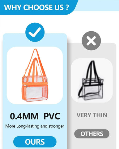 Paxiland Clear Tote Bag for Stadium Events, 12x6x12 Inches Stadium Approved
