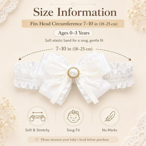 Baby Girls Headband White Bow Lace Headbands Soft Elastic Bowknot Hairbands Cute Hair Accessory for Newborn Kids Infant Toddler Baptism Birthday Party (Bow E)