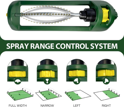 Lawn Sprinkler, 18 Brass Nozzles Garden Water Oscillating Sprinkler for Yard Covers up to 3,600 sq.ft, Heavy Weight Base, Built-in Spray Jet Cleaning Needle, Green, Yellow