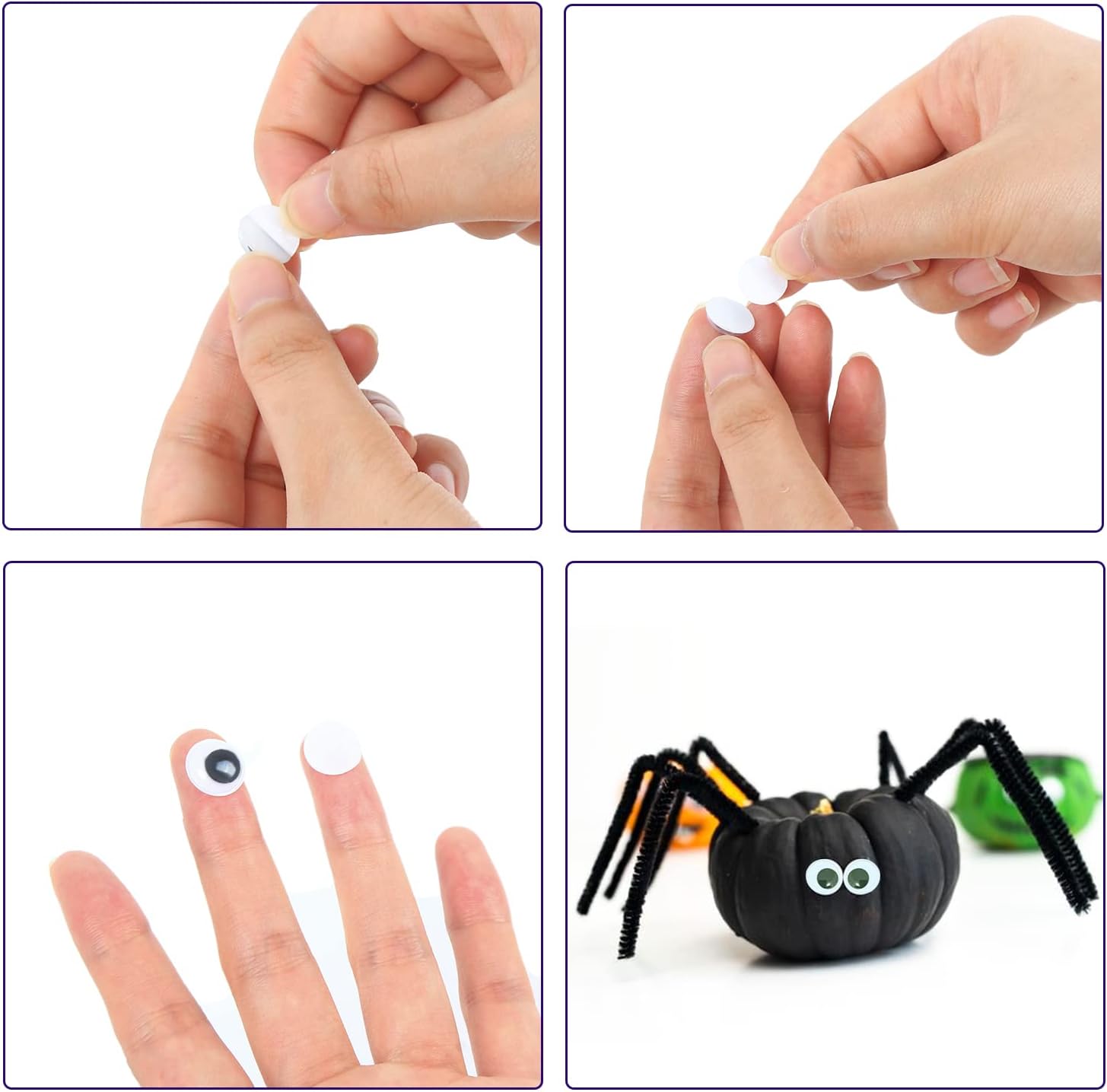 DECORA 1000 Pieces 10mm Round Wiggle Googly Toy Eyes with Self-Adhesive for Crafts and Scrapbooking