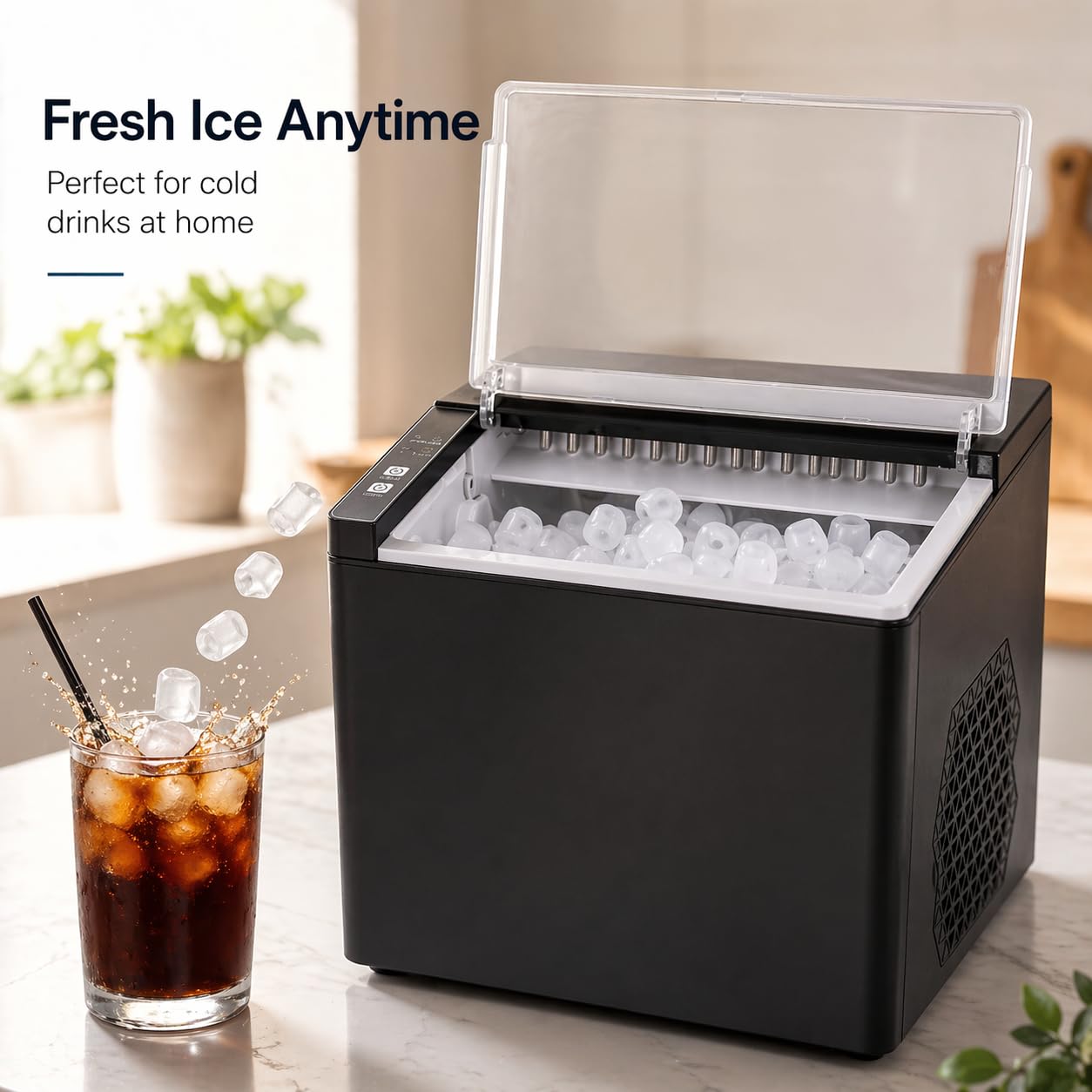 Portable Ice Maker Countertop – Fast Ice in 6 Mins, Compact Ice Machine for Home, Kitchen & RV, Self-Serve Ice Maker with Scoop for Parties & Daily Use