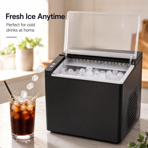 Portable Ice Maker Countertop – Fast Ice in 6 Mins, Compact Ice Machine for Home, Kitchen & RV, Self-Serve Ice Maker with Scoop for Parties & Daily Use
