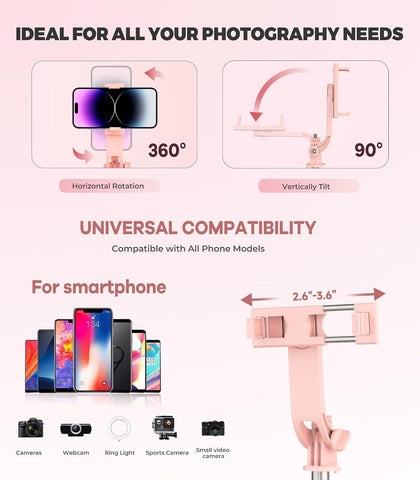 71” Phone Tripod & Selfie Stick for iPhone/Samsung/Android/Camera