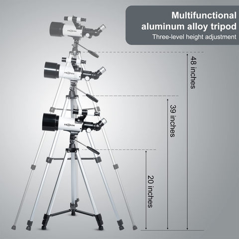 Telescope for Kids & Adults - 70mm Aperture 500mm AZ Mount Fully Multi-Coated Optics Astronomical refracting Portable Telescopes, with Tripod Phone Adapter, Carrying Bag, Remote Control White