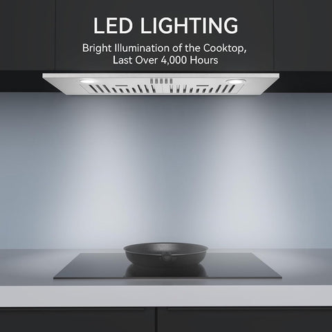 Hermitlux 30″ Built in/Insert Range Hood, 600 CFM Stainless Steel Vent Hood