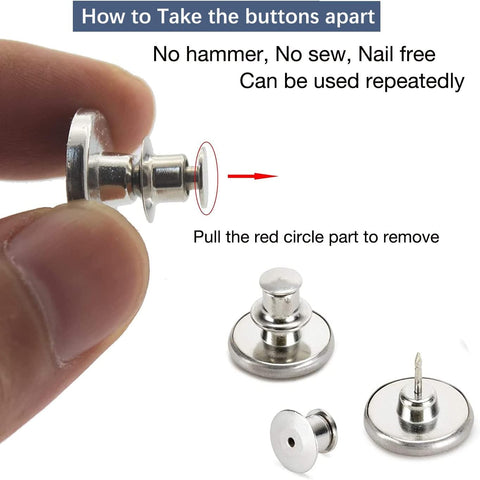 8 Sets of 17 mm Pants Button Jean Buttons Pins for Loose Jeans, Adjustable Button for Jeans, Reusable and Adjustable Metal Pants Button Tightener